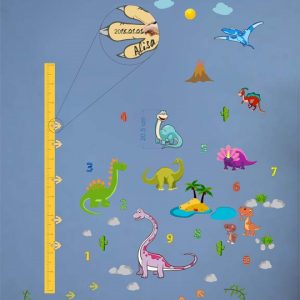 Dinozaurų ugio liniuotė vizualizacija, lipdukai vaikams
