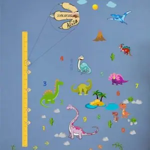Dinozaurų ugio liniuotė vizualizacija, lipdukai vaikams