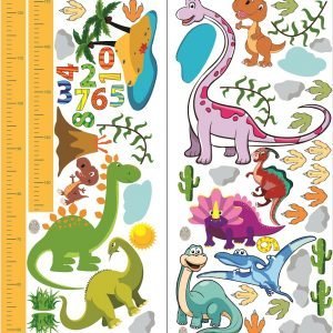 Dinozaurų ugio liniuotė vizualizacija, lipdukai vaikams