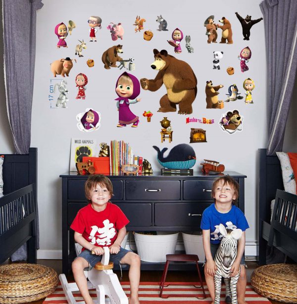 „Maša ir lokys“ 3D Masha and the bear vaikų kambario sienų lipdukai - Image 3