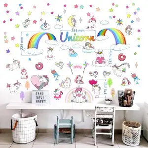 „Unicorn“ 3D vienaragis vaikų kambario sienų lipdukai