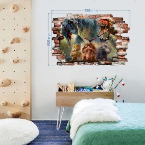 „Dinozaurai“ 3D vaikų kambario sienų lipdukai
