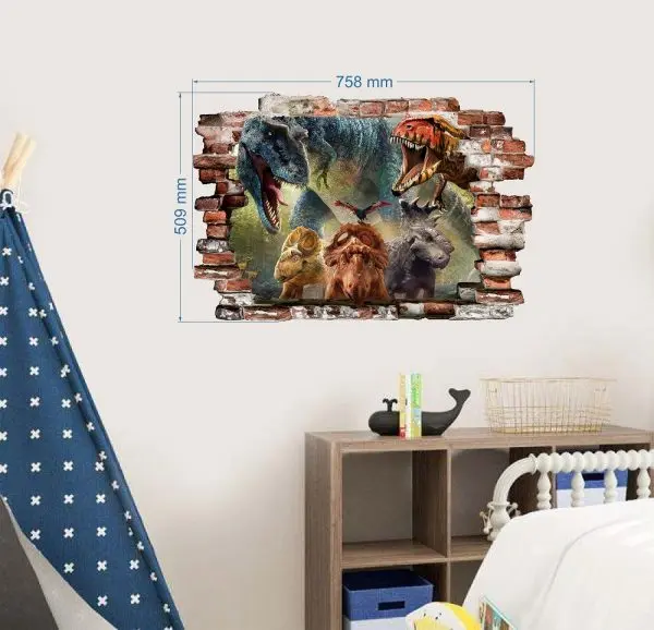 „Dinozaurai“ 3D vaikų kambario sienų lipdukai - Image 3