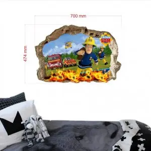 „Fireman Sam gaisras“ 3D vaikų kambario sienų lipdukai