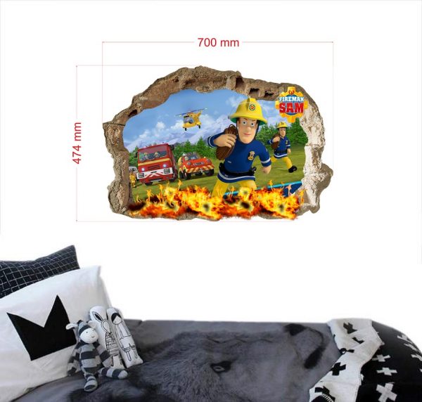 „Fireman Sam gaisras“ 3D vaikų kambario sienų lipdukai - Image 2