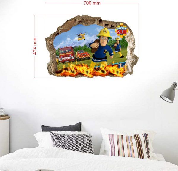 „Fireman Sam gaisras“ 3D vaikų kambario sienų lipdukai - Image 3