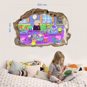 „Peppa pig mokykla“ 3D vaikų kambario sienų lipdukai