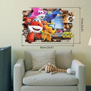 „Super Wings“ 3D vaikų kambario sienų lipdukai