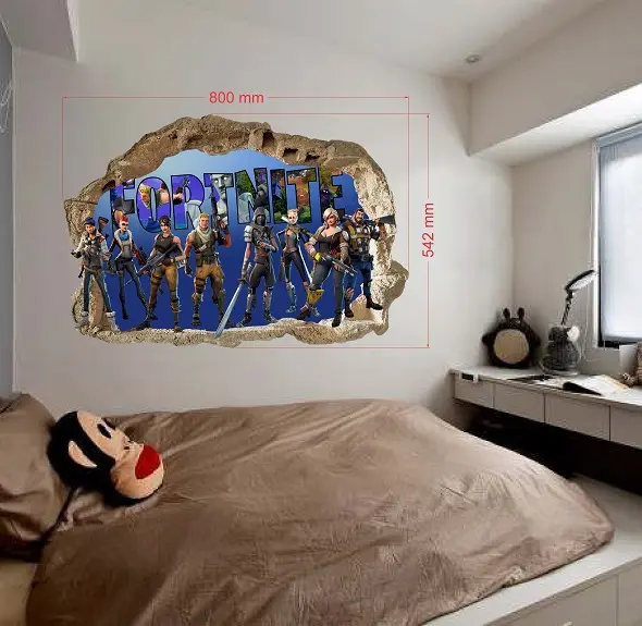 FORTNITE 3D vaikų kambario sienų lipdukai